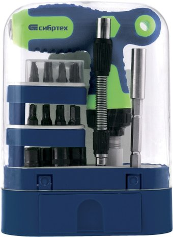 Набор отвертка с битами и головками СибрТех 13382 (33 предмета) - 1/1