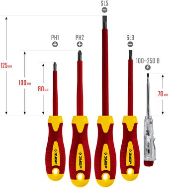 Набор отверток Зубр Профи Электрик 25265 (5 предметов) - 1/1