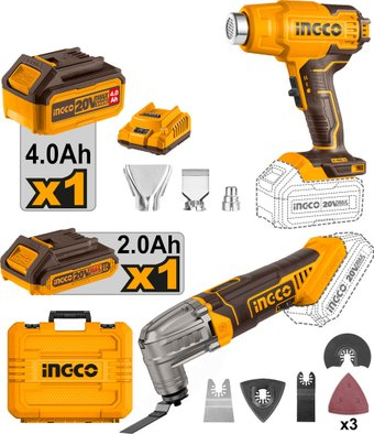 Ingco COSLI230703 (реноватор, фен промышленный, 2 АКБ, кейс) - 1/1