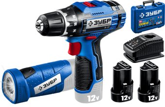 Дрель-шуруповерт Зубр Профессионал DL-121-22F (с 2-мя АКБ, LED фонарь, кейс) - 1/1