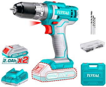 Ударная дрель-шуруповерт Total TIDLI201452 (с 2-мя АКБ, кейс, набор оснастки) - 1/1
