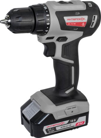 Дрель-шуруповерт Интерскол ДА-10/18В (с 2-мя АКБ 2 Ач, кейс) - 1/1
