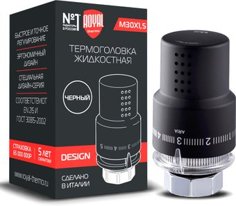 Термоголовка Royal Thermo Design М30х1,5 RTO 07.0008 (черный) - 1/1