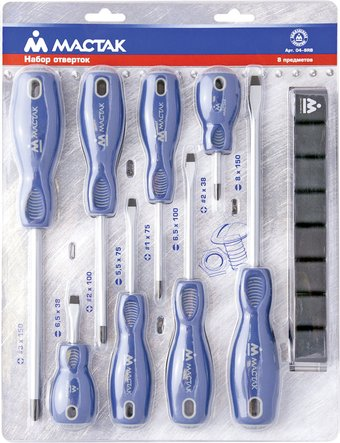 Набор отверток Мастак 04-8RB (8 предметов) - 1/1
