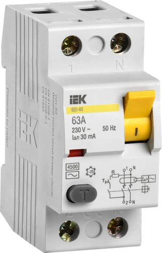 Устройство защитного отключения IEK ВД1-63 2P 63А 30mA MDV10-2-063-030 - 1/1