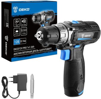 Дрель-шуруповерт Deko DKCD12V PRO 083-1003 (с 1-им АКБ, кейс) - 1/1