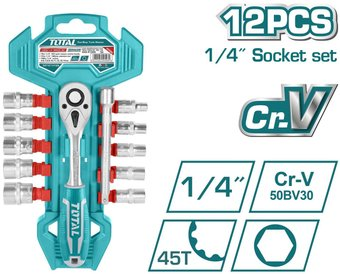 Набор трещотка с головками Total THT14114126 (12 предметов) - 1/1