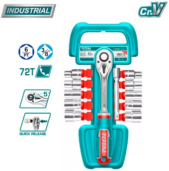 Набор трещотка с головками Total THT381121 (12 предметов) - 1/1