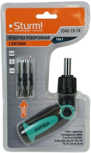 Набор отвертка с битами Sturm 1040-19-14 (14 предметов) - 1/1