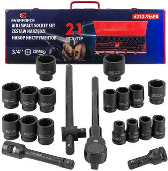 Набор трещотка с головками Everforce EF-6212-9MPB (21 предмет) - 1/1