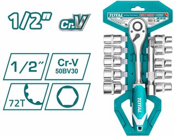 Набор трещотка с головками Total THT141121 (12 предметов) - 1/1