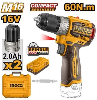 Дрель-шуруповерт Ingco CDLI16682 (с 2-мя АКБ, кейс) - 1/1