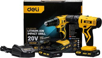 Ударная дрель-шуруповерт Deli DL-CZ20-E1D2 102883 (с 2-мя АКБ, кейс) - 1/1
