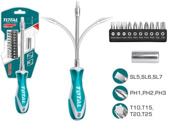 Набор отвертка с битами Total THT250FL1206 (12 предметов) - 1/1