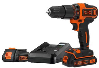 Ударная дрель-шуруповерт Black & Decker BDCHD18K1B2 (с 2-мя АКБ, кейс) - 1/1