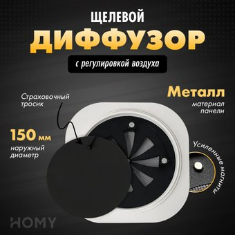 Вентиляционная решетка HOMY Air Круглый с регулировкой воздуха AIR010-1 d150 (белый) - 1/1